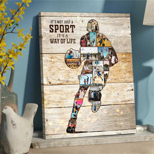 Personalized Basketball Photos Collage Canvas Gift For Coach - Girl Boy Basketball Player