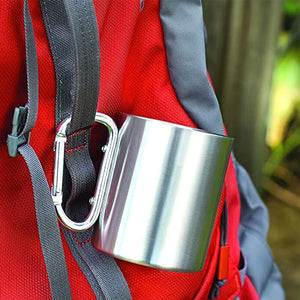 Let's Sit By The Campfire - Personalized Carabiner Camping Mug - Gift For Camping Lovers