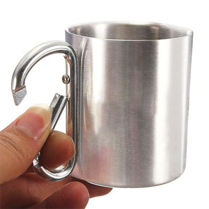 Let's Sit By The Campfire - Personalized Carabiner Camping Mug - Gift For Camping Lovers