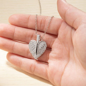 Personalized Heart Shaped Angel Wings Photo Memorial Necklace