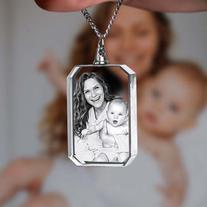 Personalized I Will Carry You With Me Until I See You Again Transparent Photo Memorial Necklace