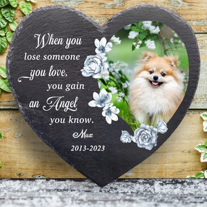 Personalized Heart Flower Memorial Stone