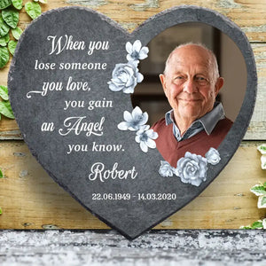 Personalized Heart Flower Memorial Stone