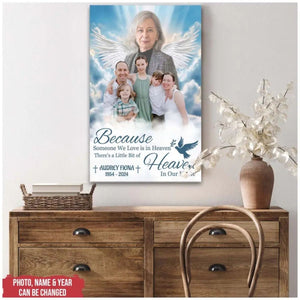 There's A Little Bit Of Heaven In Our Home - Personalized Canvas