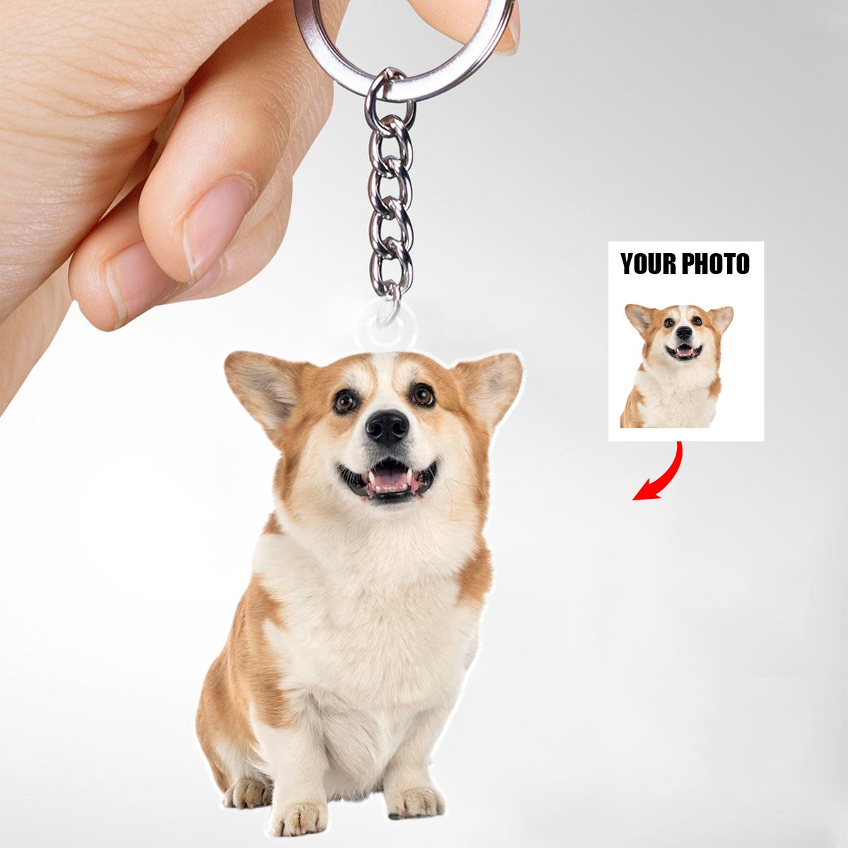 Custom Photo Happiness Is A Warm Puppy - Dog & Cat Personalized Keychain, Gift For Pet Owners, Pet Lovers