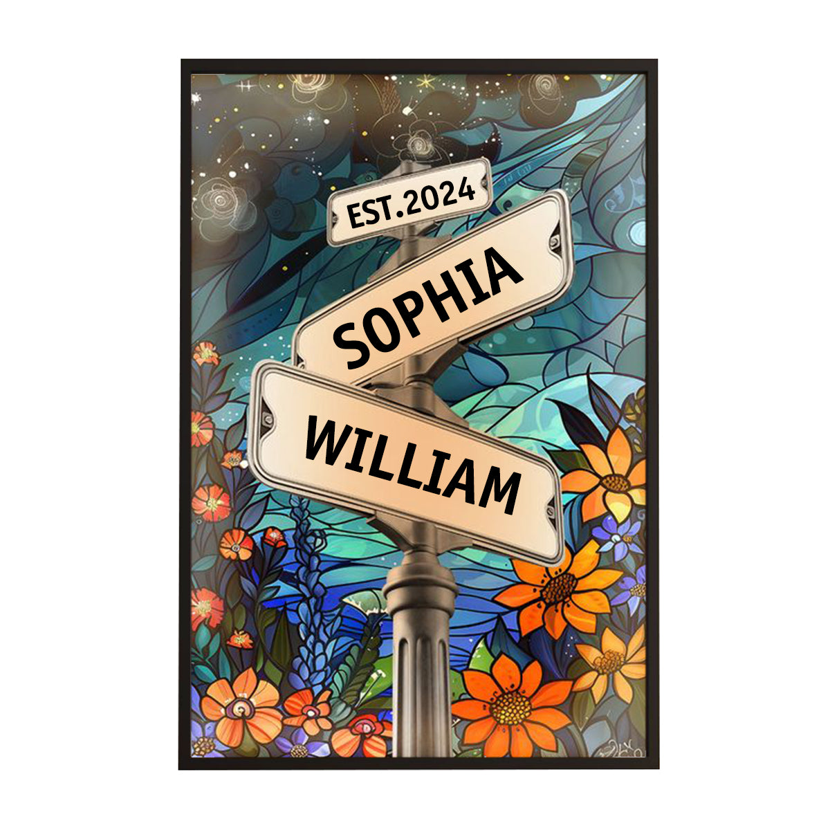 Custom Names Couple Street Sign Personalized Canvas/Poster