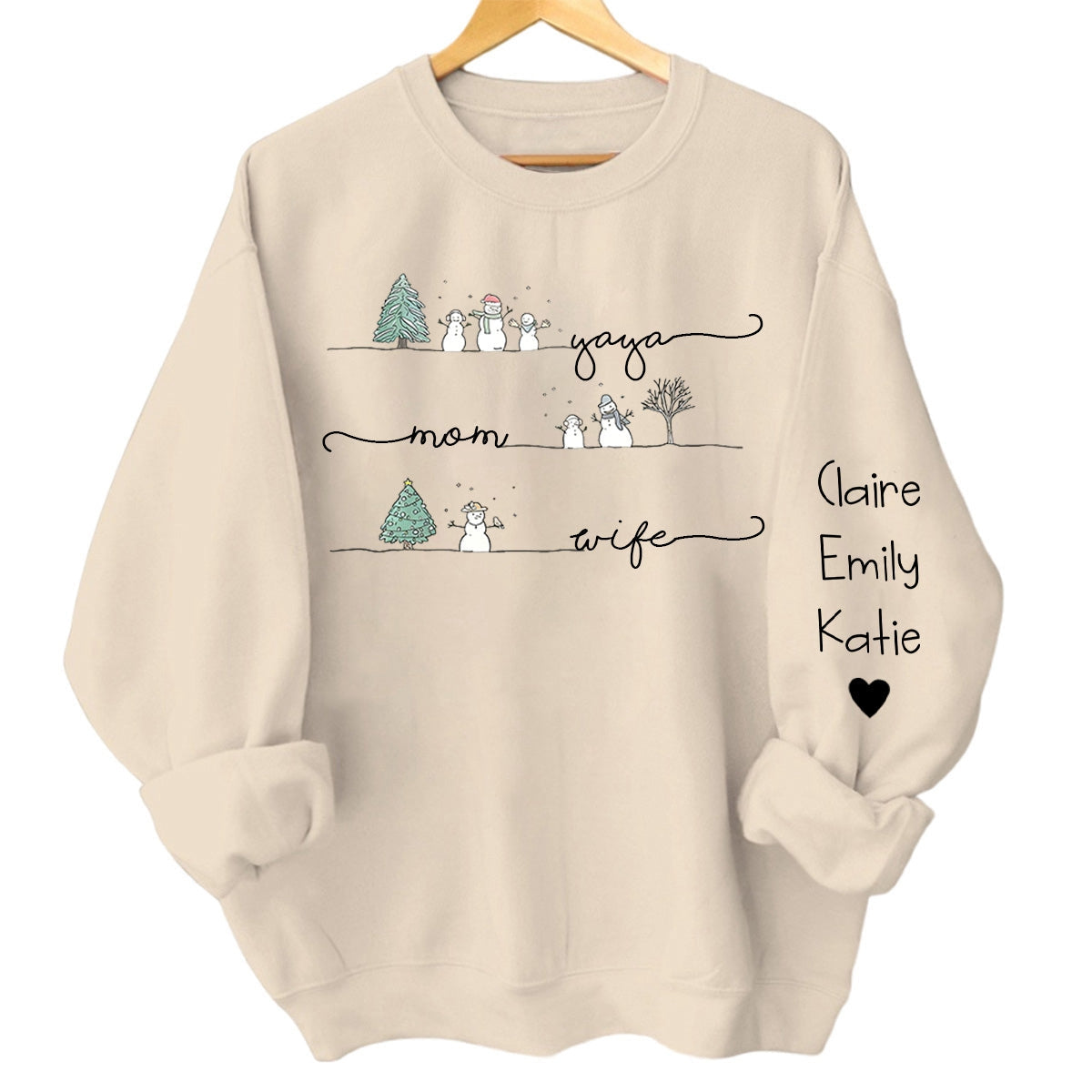 Wife Mom Mimi Christmas Snowman And Grandkids - Family Personalized  Sweatshirt