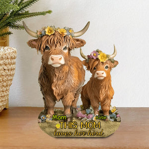 This Mom Loves Her Herd Highland Cow Mother Grandma - Personalized Acrylic Plaque