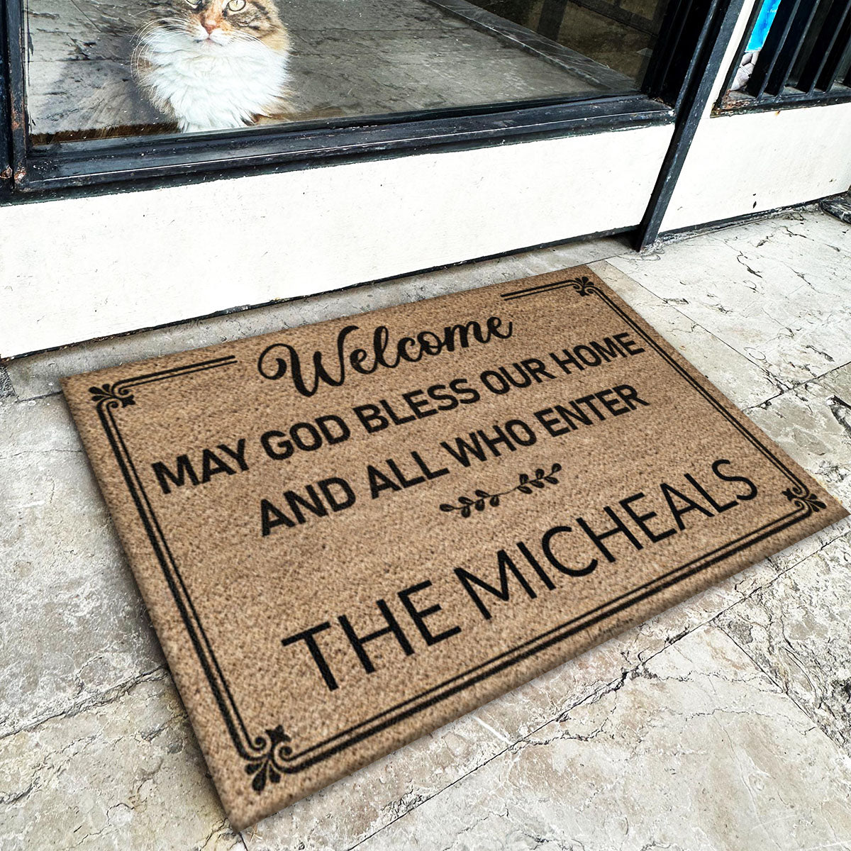 Personalized welcome may God bless our home and all who enter Doormat ...