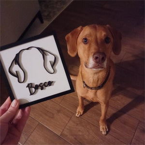 Dog Ears Line Drawing Personalized 2-Layer Wooden Plaque Dog, Pet Memorial Gift