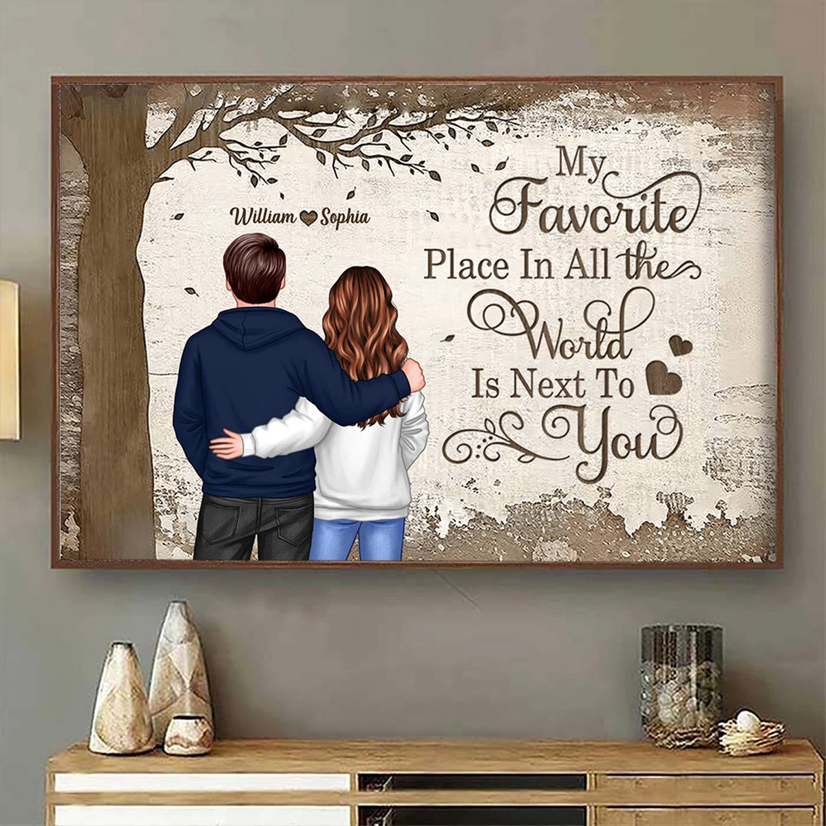 Personalized Couple Commemorative Poster -Beautiful Illustrated Poster - Perfect Gift to Convey Love and Memories