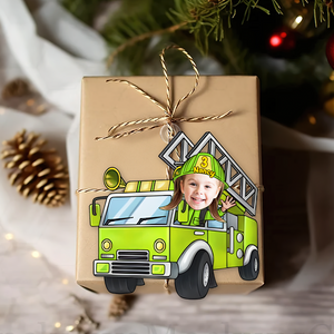 Custom Funny Photo Gifts For Kid Personalized Christmas Firefighter Ornament