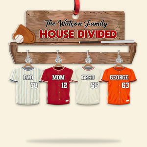 Personalized House United Family Baseball Christmas Wooden Ornament