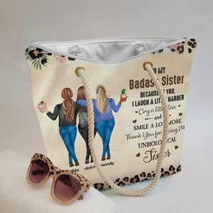 Because Of You I Laugh A Little Harder Friendship - Personalized Beach Bag