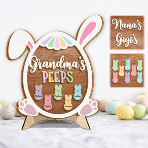 Grandma Nana Mimi Easter Bunnies - Personalized 2-Layer Wooden Plaque