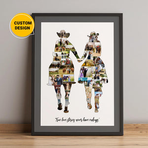 Horse Couple Themed Personalized Custom Photo Collage Poster Cowboys Cowgirls Gifts