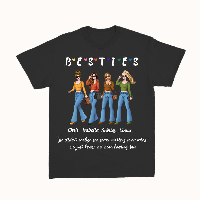 BESTIES,We Were Having Fun-Personalized Pure Cotton T-Shirt