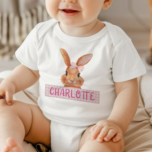 Cute Easter Bunny Custom Name Gift For Baby Personalized Baby Shirt Baby Onesie