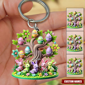 Easter Grandma Bunny Egg Tree Personalized Acrylic Keychain