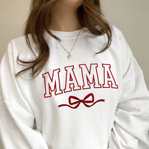 Personalized Bow College Mama Embroidered Sweatshirt