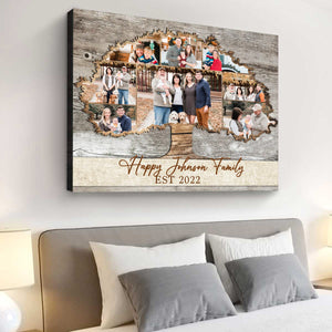 Personalized Family Tree Photo Collage Canvas Poster, Family Reunion Gifts