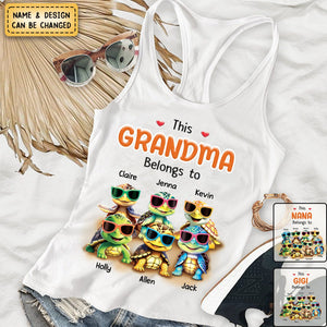 Personalized This Grandma Belongs To Kids Turtle Beach Tank Top