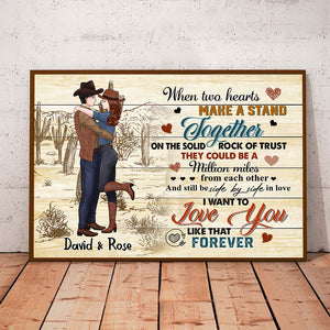 Personalized Cowboy Couple When Two Hearts Make A Stand Together Canvas