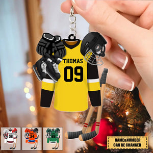 Hockey Apparel and Equipment Personalized Christmas Acrylic Keychain