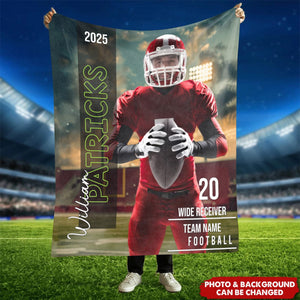 Personalized Photo Name Football Blanket