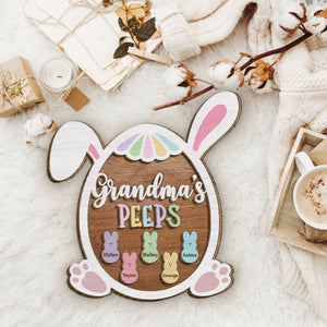 Grandma Nana Mimi Easter Bunnies - Personalized 2-Layer Wooden Plaque