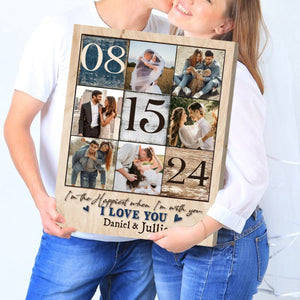 Personalized Couple Photo Collage Canvas Poster,Anniversary Gift