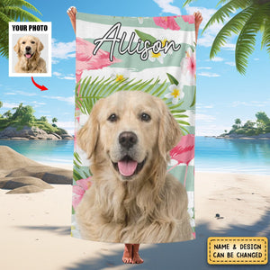 Personalized Upload Dog Photo Beach Towel