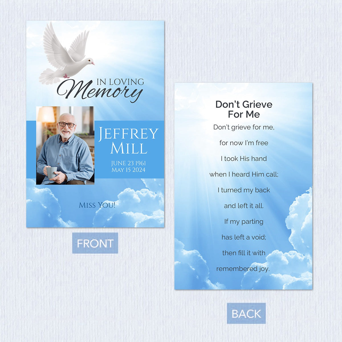 Personalized In Loving Memory Upload Photo Memorial Card