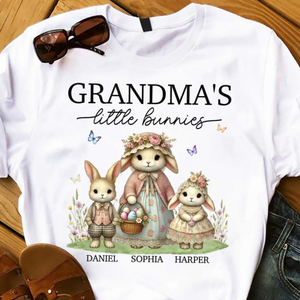 Vintage Grandma Bunny Easter Personalized  Pure Cotton T-Shirt