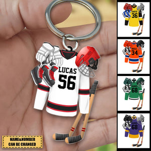 Hockey Apparel and Equipment Personalized Christmas Acrylic Keychain