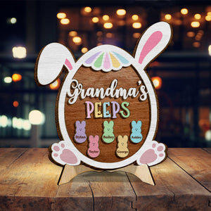 Grandma Nana Mimi Easter Bunnies - Personalized 2-Layer Wooden Plaque