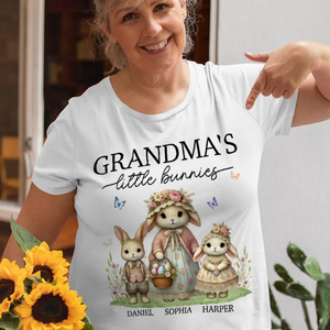 Vintage Grandma Bunny Easter Personalized  Pure Cotton T-Shirt