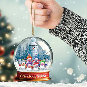 Personalized Custom Grandma With Grandkids Snowball Ornament