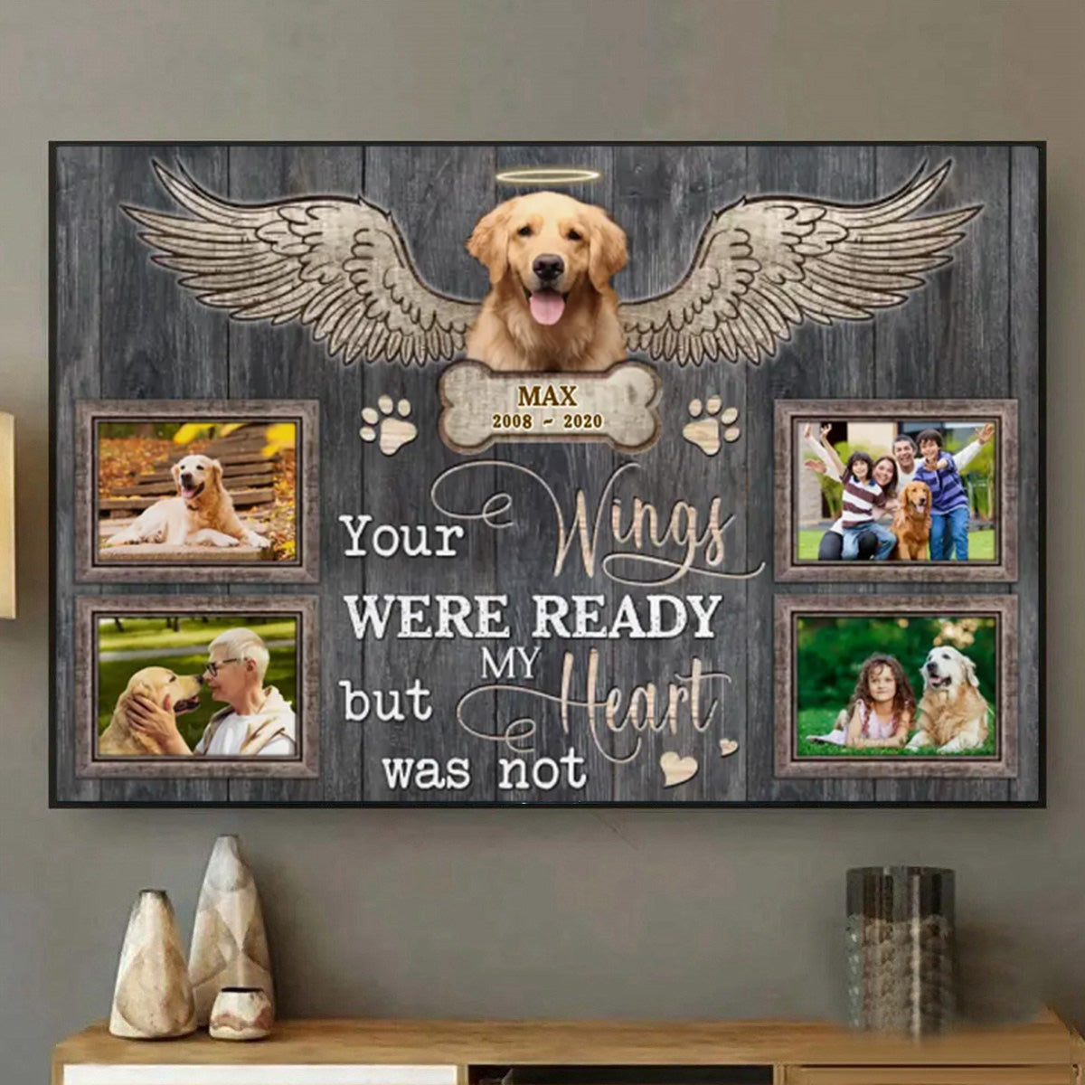 Personalized Your Wings Were Ready Canvas Prints,Gift For A Dog Lover, Pet Loss