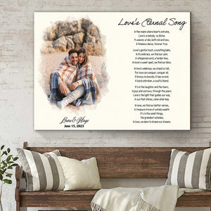 Personalized Canvas Print Poster With Poem | Lyrics Wall Art With Custom Photo | Couple Anniversary Gift