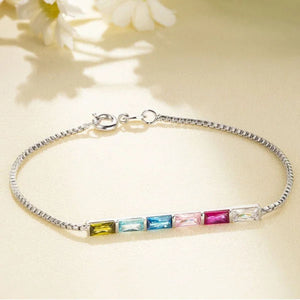 Personalized 1-6 Baguette Birthstones Dainty Bracelet