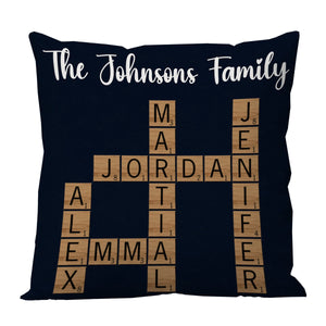 Personalized Family Crossword Puzzle Art Pillow