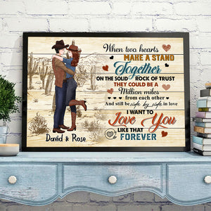 Personalized Cowboy Couple When Two Hearts Make A Stand Together Canvas