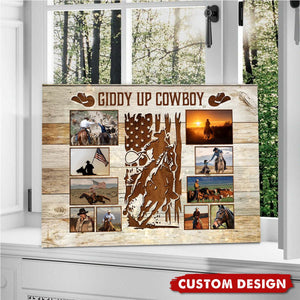 Cowboy Photo Collage - Custom Western Cowboy Riding Horse Canvas