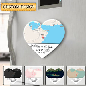 Engagement Gift - Custom Map Heart-shaped Fridge Magnet