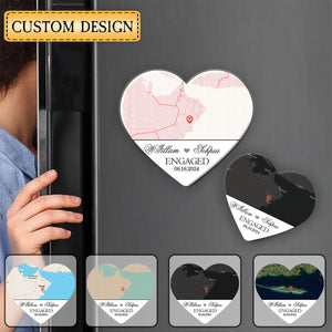 Engagement Gift - Custom Map Heart-shaped Fridge Magnet