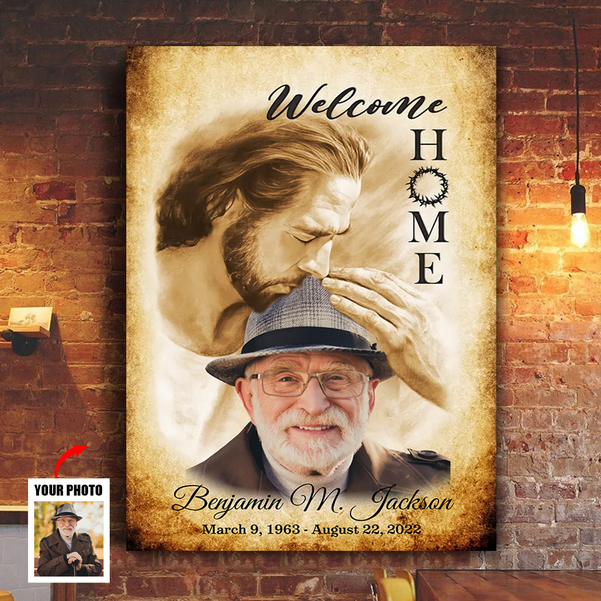 Welcome Home Personalized Canvas, Safe In The Arms Of Jesus Canvas, God Sympathy Gifts