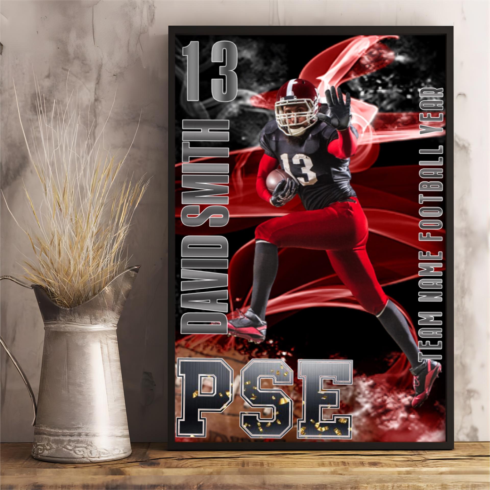 Senior Sports Personalized Photo Canvas Gift For Football Lover