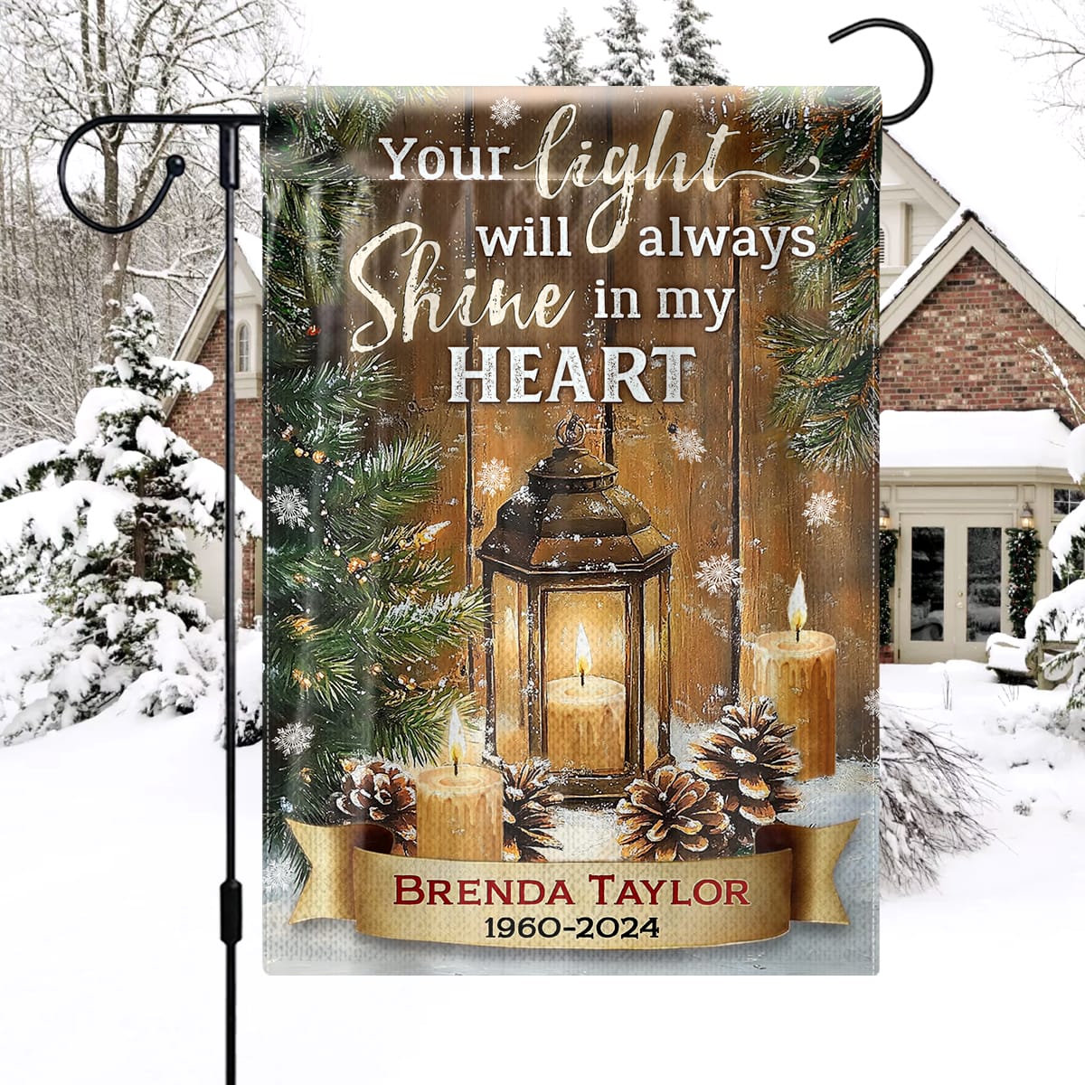 Your Light Will Always Shine In My Heart - Personalized Garden Flag, Memorial Gifts For Loss