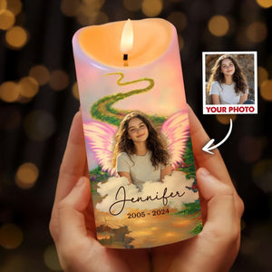 Because Someone We Love Is In Heaven Personalized Memorial Led Candle